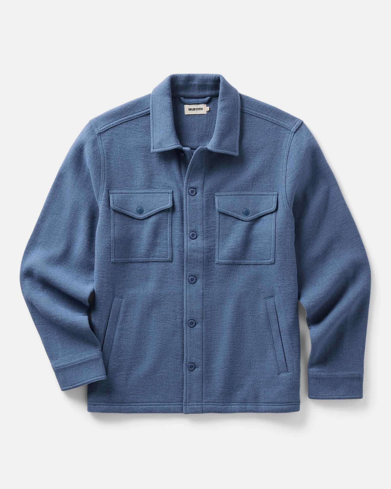 The Kenne Shirt Jacket in Blue Fog Cotton Wool Crepe