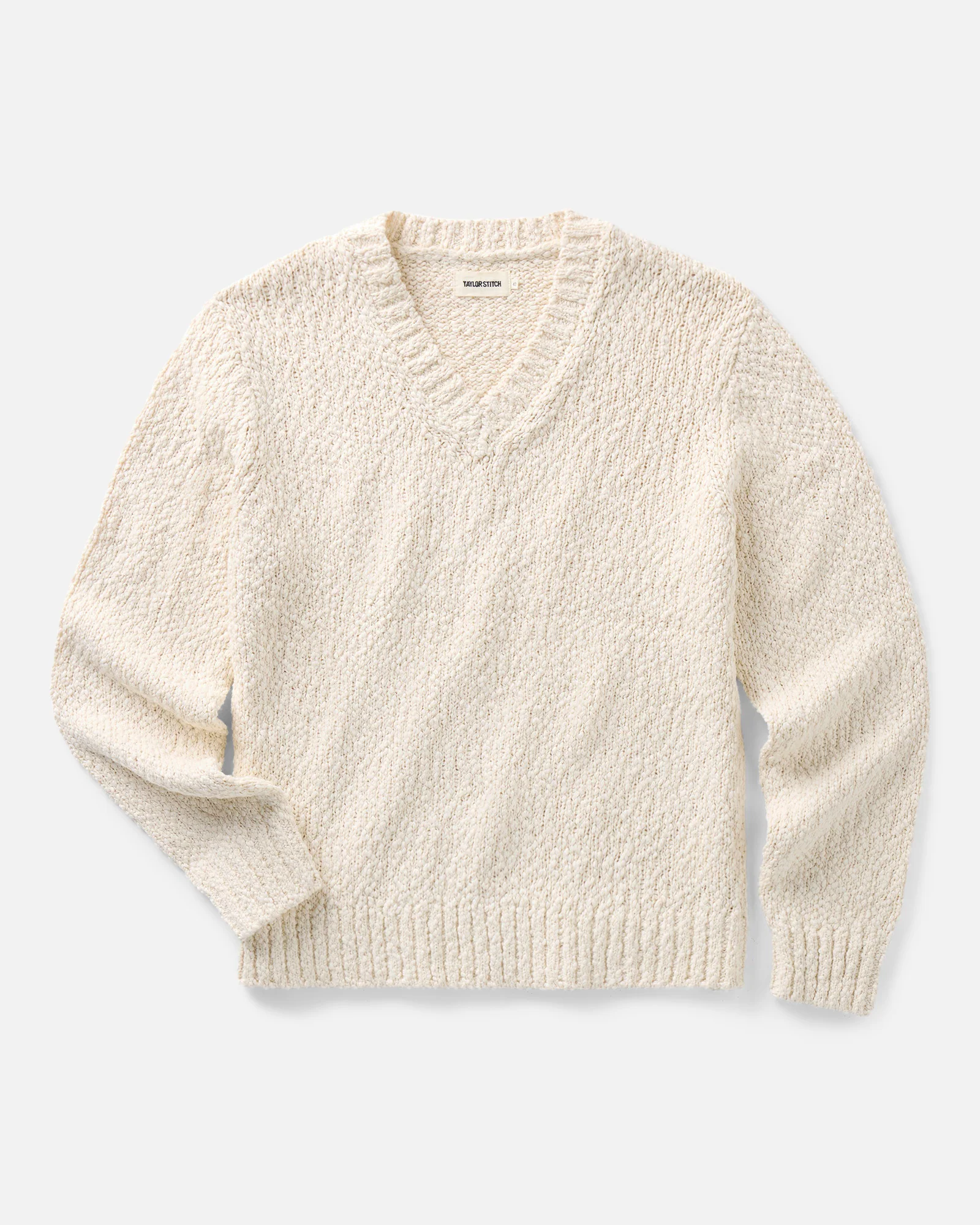 The Match V-Neck Sweater in Vintage White Slub