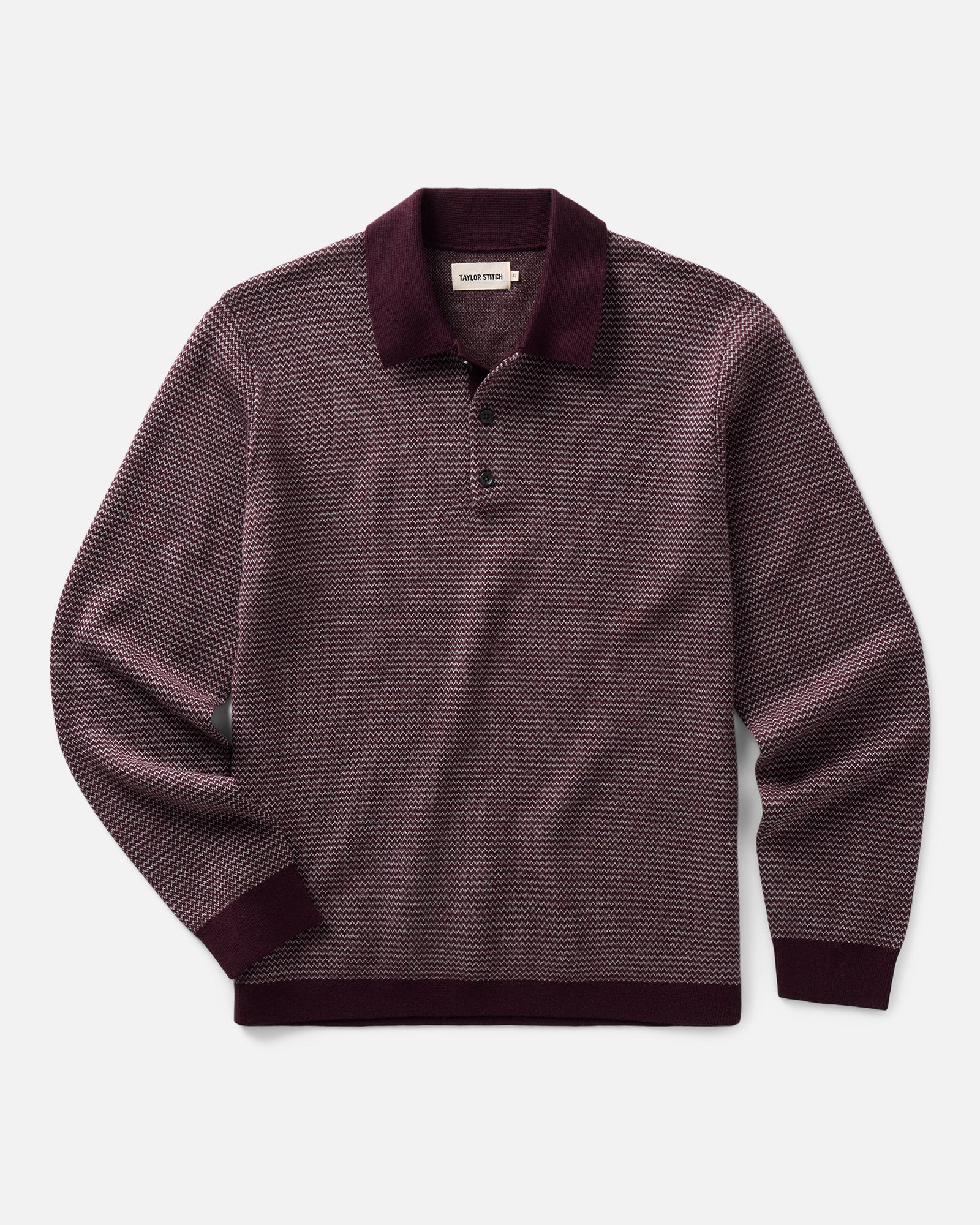 The Newton Sweater Polo in Burgundy Birdseye Merino