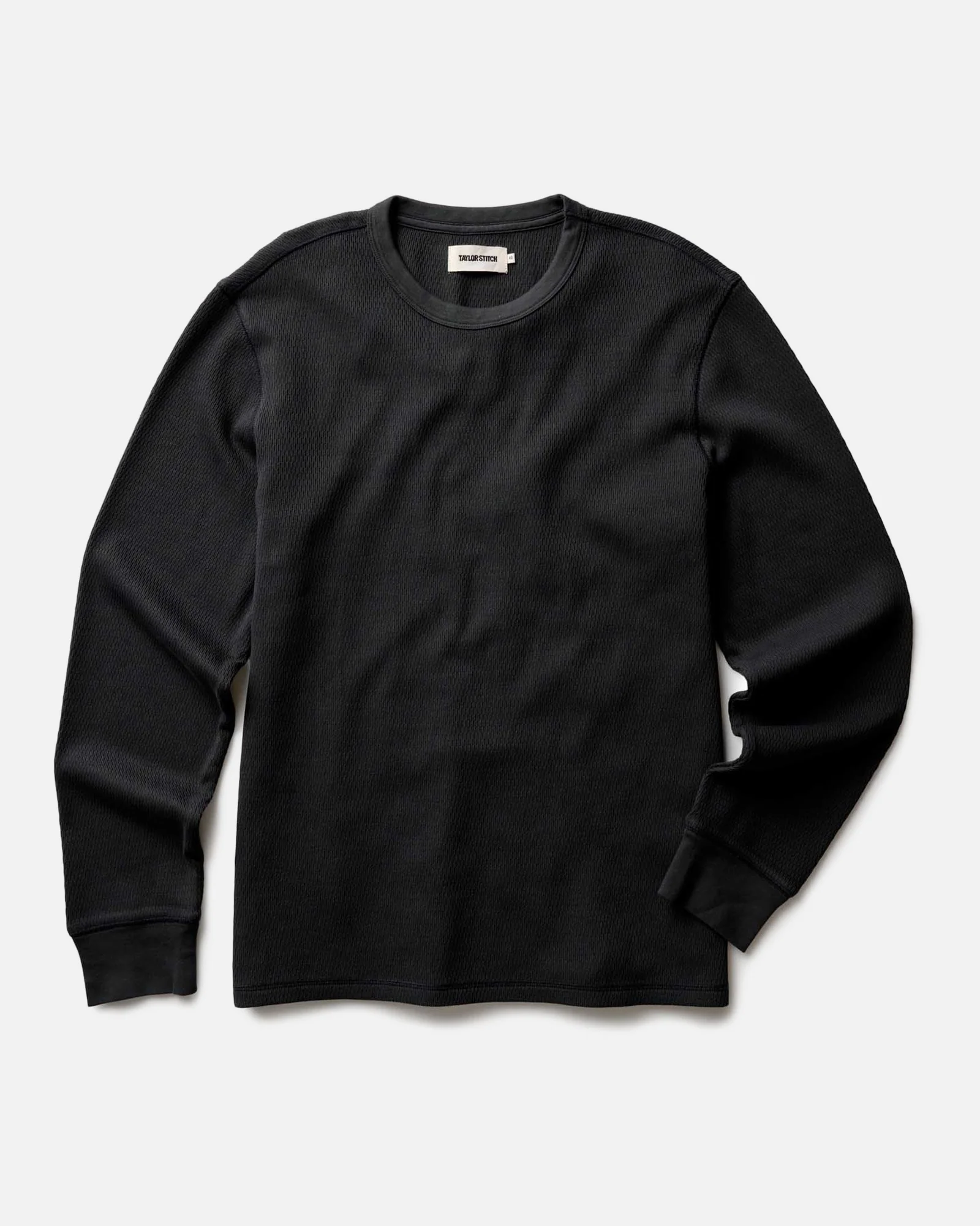 The Organic Cotton Crew in Faded Black Waffle