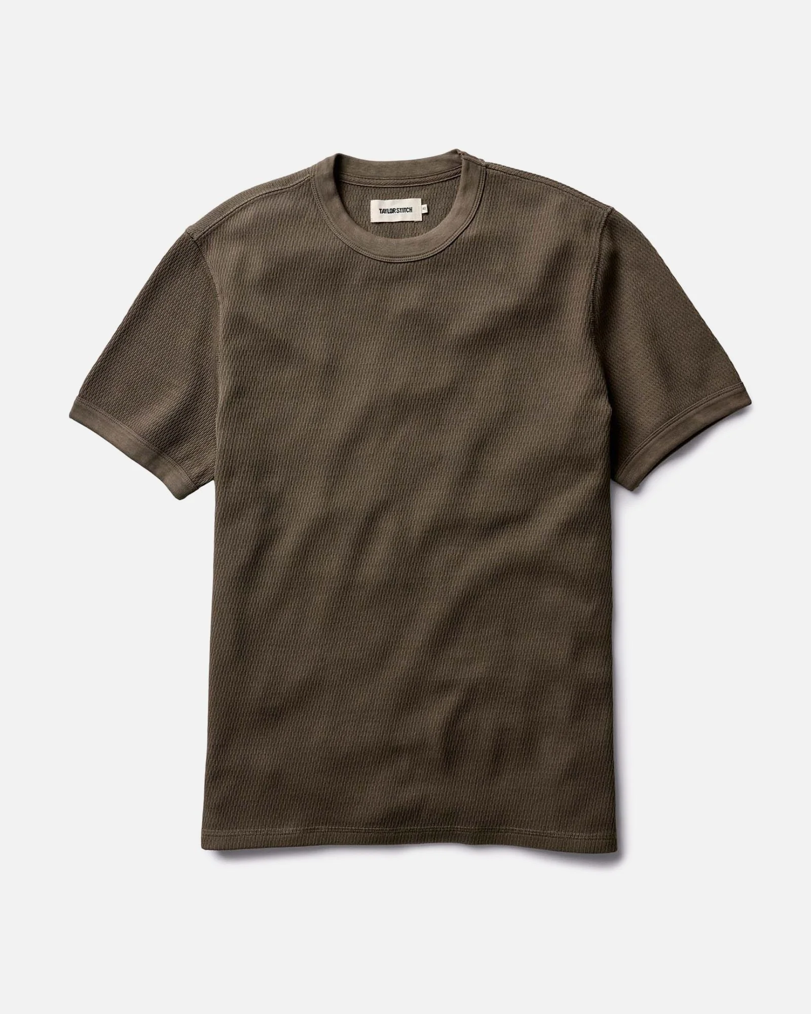 The Organic Cotton Short Sleeve Crew in Fatigue Olive Waffle