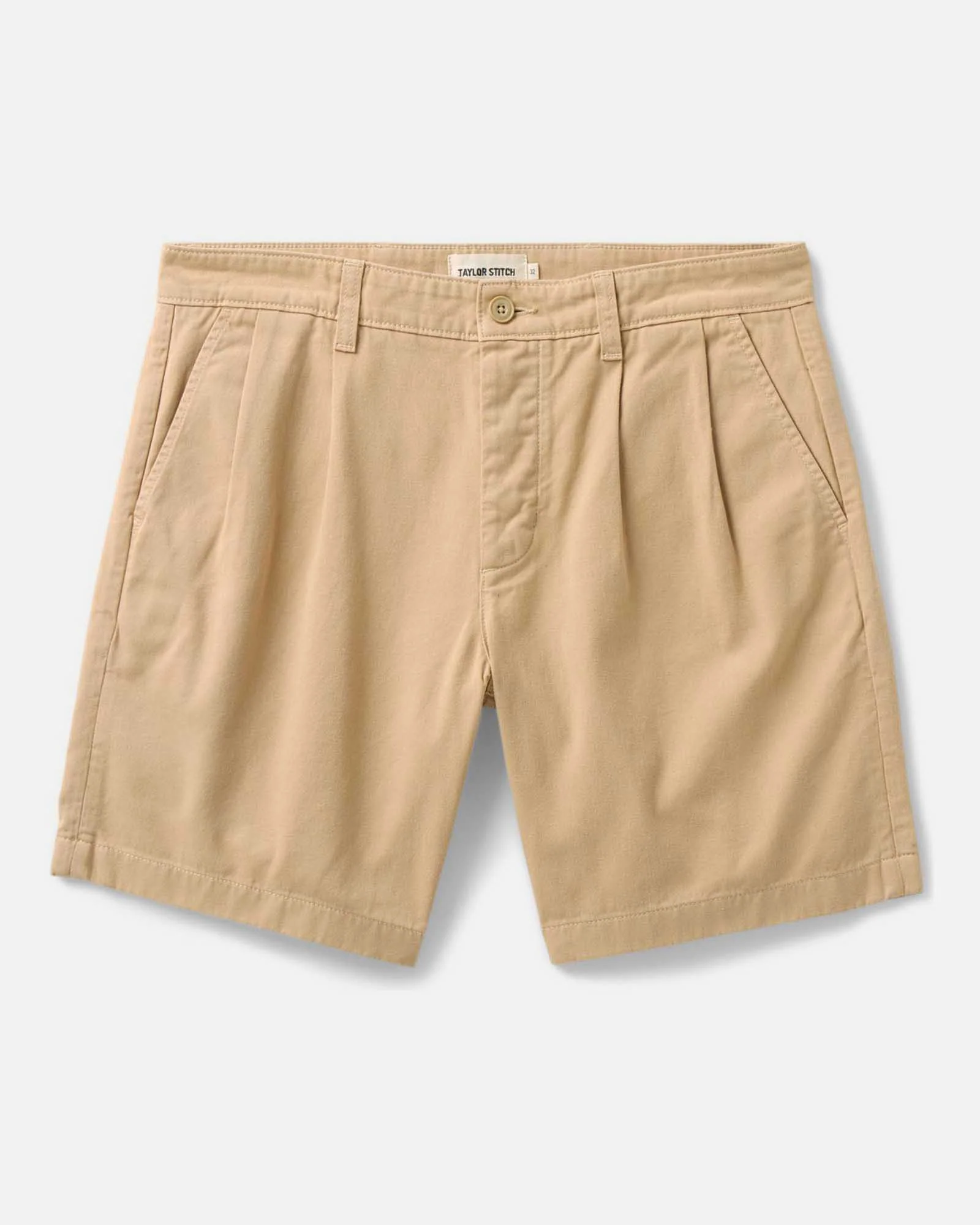 The Pleated Short in Organic Field Khaki Twill